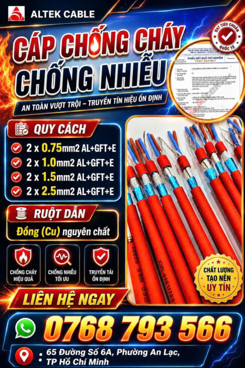 CẦN BÁN Cáp Chống Cháy Chống Nhiễu Altek Kabel 0.75mm2 – 2.5mm2 Hàng Có Sẵn Kho