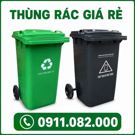 Thùng rác nắp kín màu xanh hàng chất lượng- thùng rác 120l 240l giá rẻ tại an giang- lh 0911.082.00