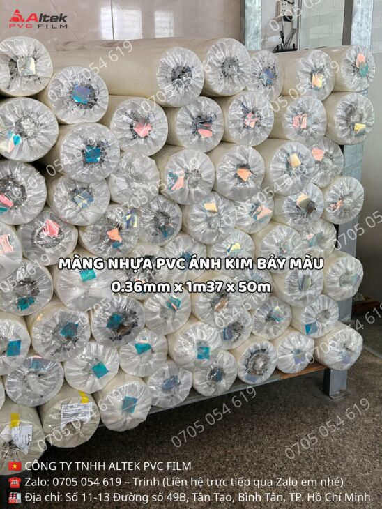 Màng nhựa pvc ánh kim bảy màu lấp lánh, sẵn hàng, giá tốt