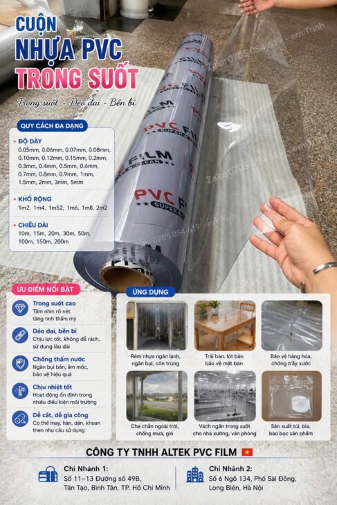 Màng nhựa pvc chính hãng Altek Pvc Film, giá tốt, chất lượng cao