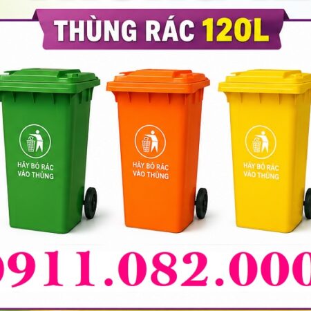 Giá rẻ thùng rác môi trường 120L 240L- thùng rác màu xanh, cam- lh 0911.082.000