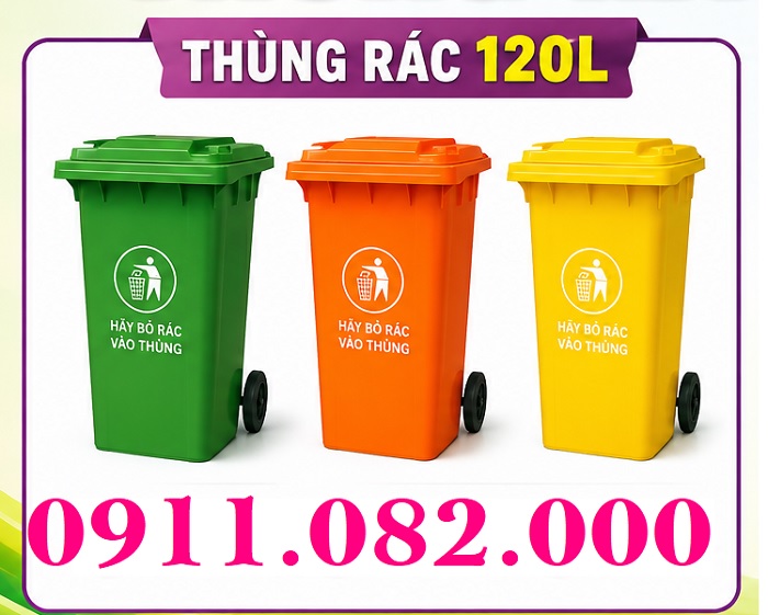 Giá rẻ thùng rác môi trường 120L 240L- thùng rác màu xanh, cam- lh 0911.082.000
