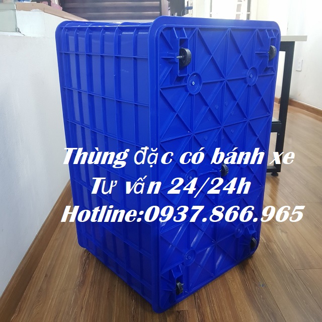Thùng có 5 bánh xe, thùng nhựa nguyên sinh, thùng nhựa dùng trong nhà xưởng