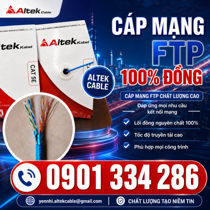 Cáp Mạng CAT5E & CAT6 FTP Chống Nhiễu 100% Đồng ALTEK KABEL