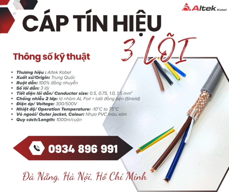 Cáp Điều Khiển 3×1.5 Chống Nhiễu Giá Tốt Tại HCM, Cần Thơ, Bình Dương