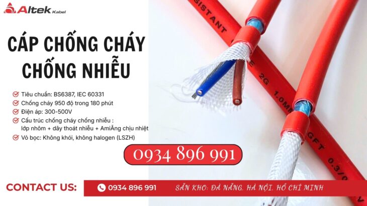 Cáp Điện Chống Cháy Chống Nhiễu 2 Lõi Giao Ngay Quảng Bình, Quảng Nam, Quảng Ngãi.