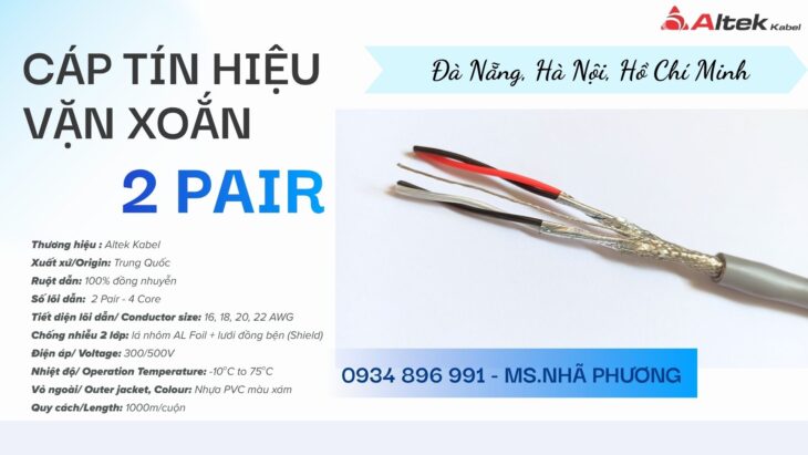 Cáp vặn xoắn 2 Pair 18 AWG – Có sẵn kho Long An, Tiền Giang, Bến Tre