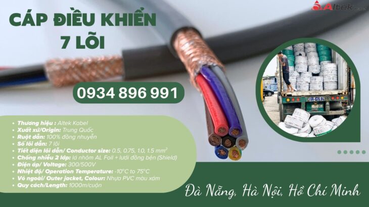 Cáp Điều Khiển 7×1.0mm² Chống Nhiễu – Giao Nhanh Đà Nẵng, Quảng Nam, Quảng Ngãi, Phú Yên