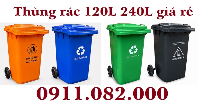 Cung cấp thùng rác giá rẻ tại miền tây- thùng rác 120L 240L giá thấp- lh 0911082000