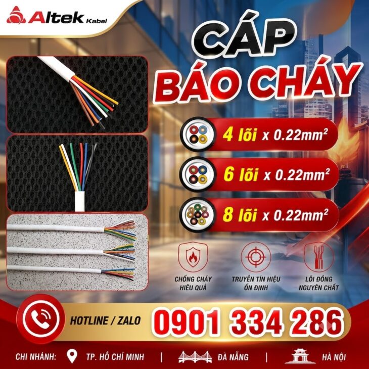 Cáp Báo Cháy Ruột Đồng 4×0.22mm², 6×0.22mm², 8×0.22mm² ALTEK KABEL