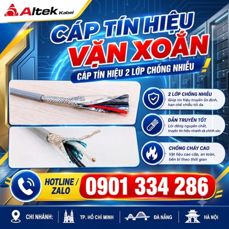 Cáp Tín Hiệu Vặn Xoắn 2 Lớp Chống Nhiễu 16–22AWG, 1–4 Pair – ALTEK KABEL