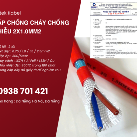 Cáp chống cháy chống nhiễu 2×1.0mm² sẵn kho, phân phối toàn quốc