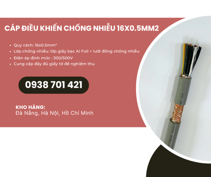 Cáp điều khiển chống nhiễu 16×0.5mm² – Truyền tín hiệu ổn định Bình Dương, Đồng Nai