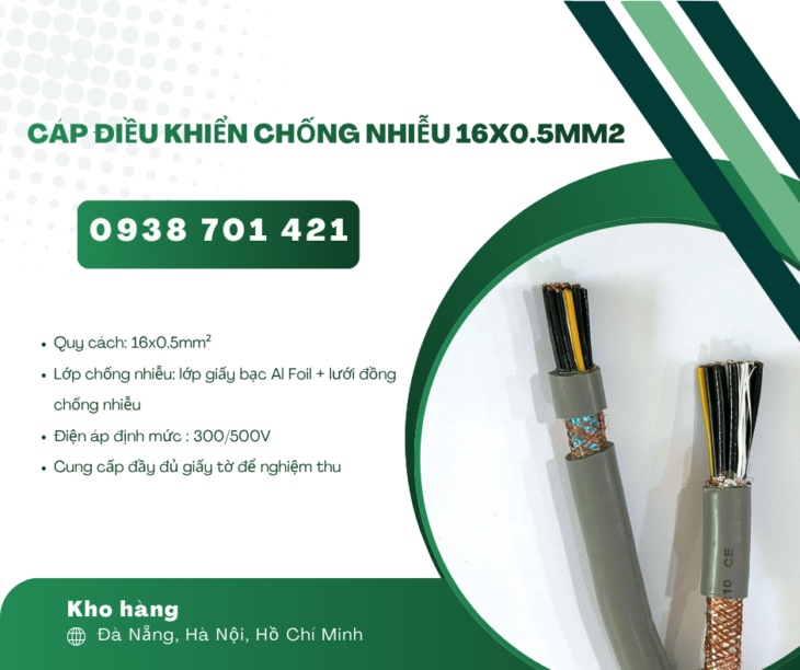 Cáp điều khiển chống nhiễu 16×0.5mm² – Truyền tín hiệu ổn định Bình Dương, Đồng Nai