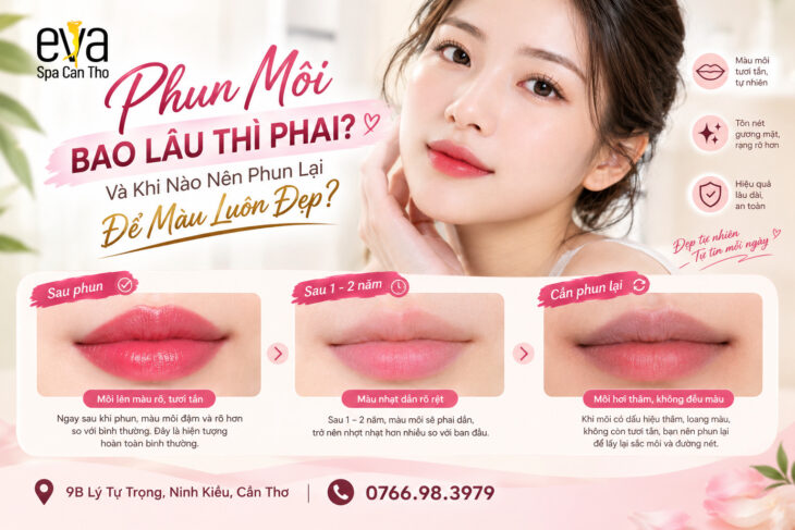 Phun Môi Bao Lâu Thì Phai? Và Khi Nào Nên Phun Lại Để Màu Luôn Đẹp? Eva Spa Cần Thơ