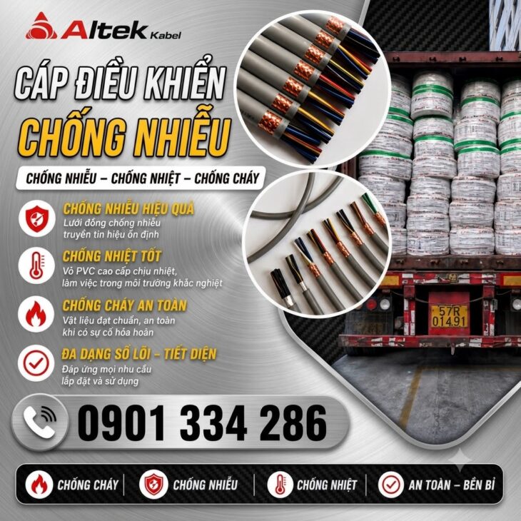 Cáp Điều Khiển Có Lưới Chống Nhiễu 3×0.5mm² ALTEK KABEL