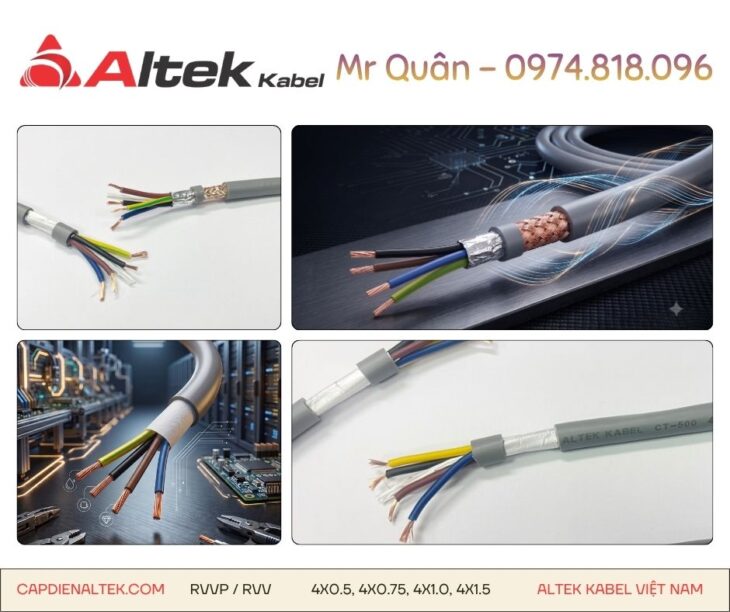 Altek Kabel: Cáp điều khiển 4 lõi mềm – Rvv, Rvvp
