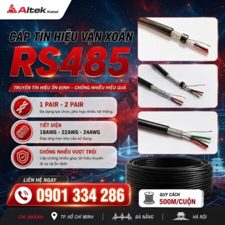 Cáp Tín Hiệu Vặn Xoắn RS485 Chống Nhiễu 18–24AWG 1–2 Pair ALTEK KABEL