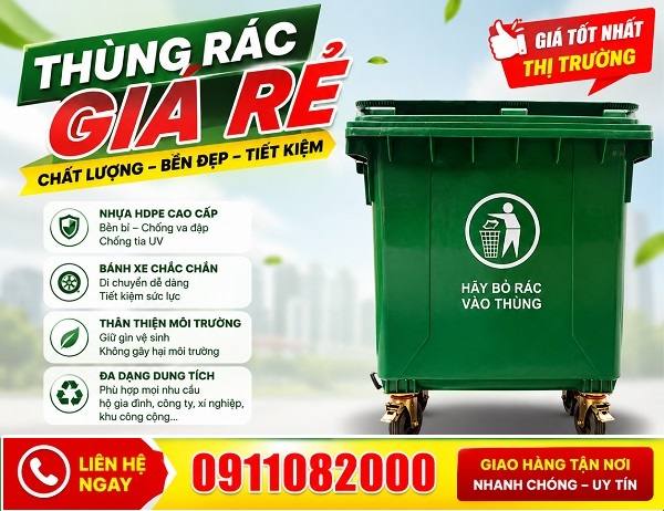 Thùng rác 120l 240l giá rẻ-lh 0911082000