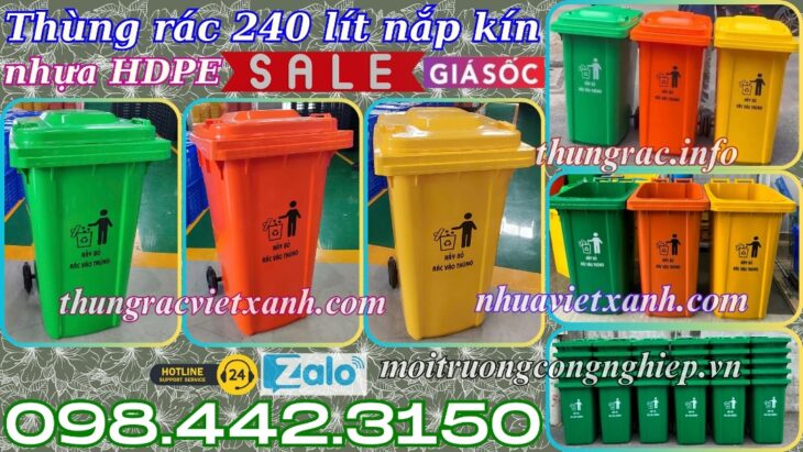 Thùng rác nhựa 240 lít nắp kín TR240