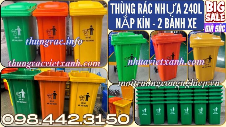 Thùng rác nhựa 240 lít nắp kín TR240