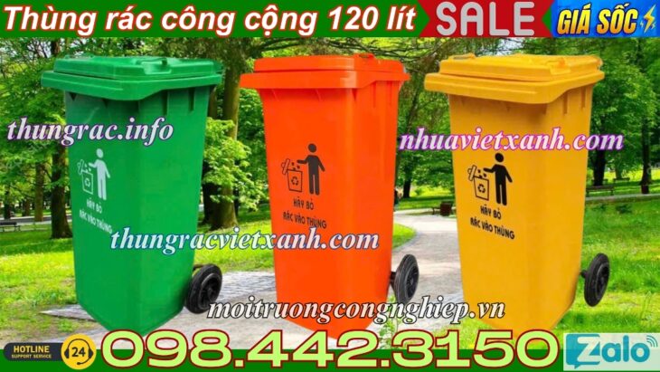 Thùng rác nhựa 120 lít nắp kín TR120