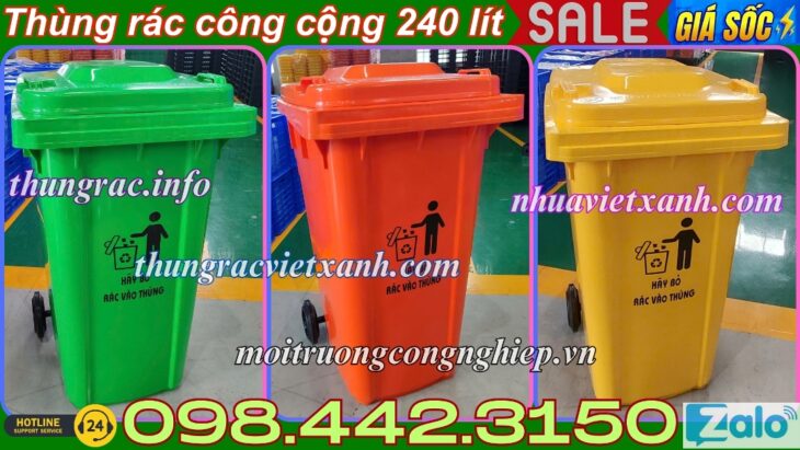 Thùng rác nhựa 240 lít nắp kín TR240