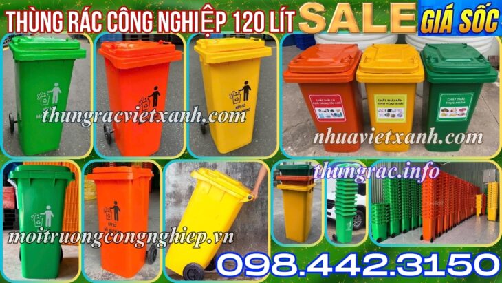 Thùng rác nhựa 120 lít nắp kín TR120