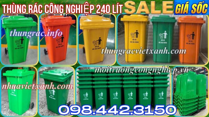 Thùng rác nhựa 240 lít nắp kín TR240