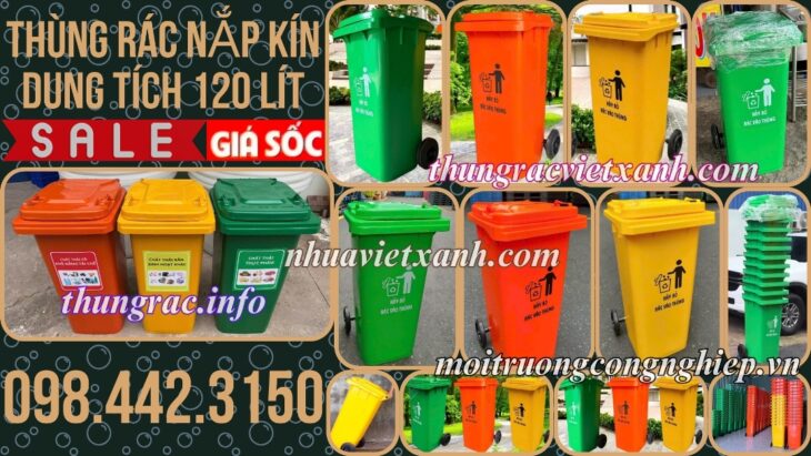 Thùng rác nhựa 120 lít nắp kín TR120