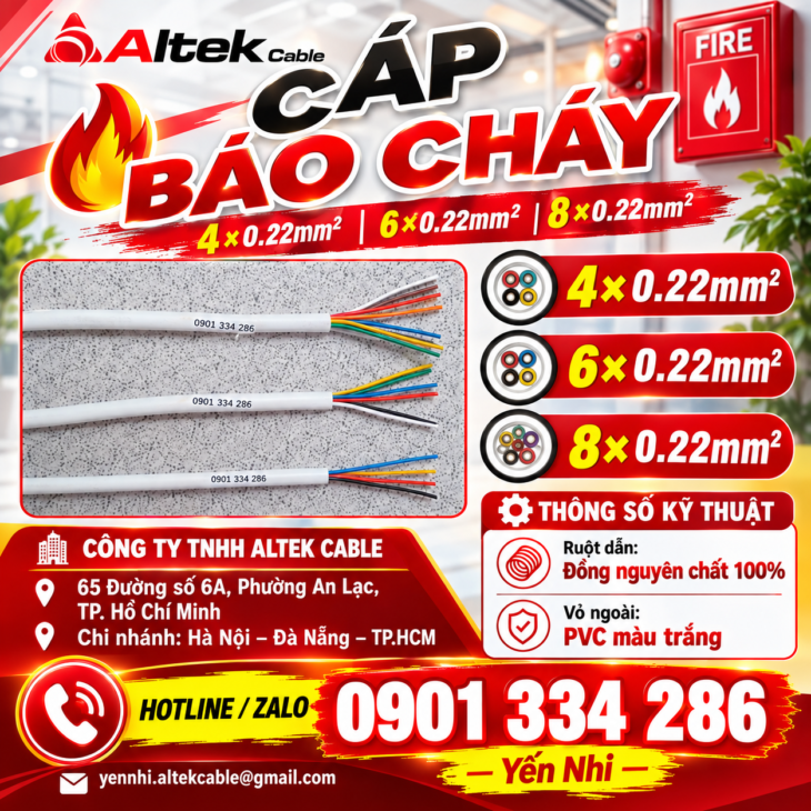 Cáp Báo Cháy Ruột Đồng 6×0.22mm² ALTEK KABEL