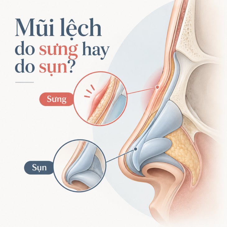 Nguyễn nhân Mũi lệch do sưng hay do sụn?