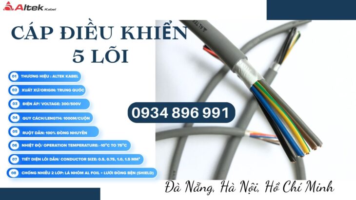 Cáp Điều Khiển Không Chống Nhiễu 5×0.5mm² Nghệ An – Hà Tĩnh – Thanh Hóa
