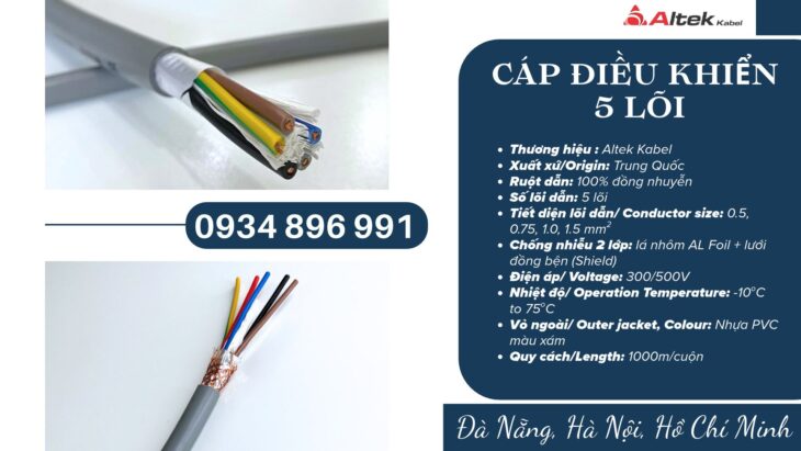 Cáp Điều Khiển Không Chống Nhiễu 5×0.5mm² Nghệ An – Hà Tĩnh – Thanh Hóa