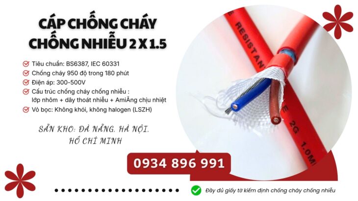 Cáp Chống Cháy Chống Nhiễu 2×2.5 Mm2 Giao Ngay Cần Thơ, Đồng Nai, Long An.