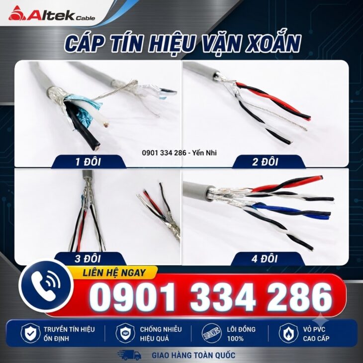 Cáp Tín Hiệu Vặn Xoắn 1 Lớp Chống Nhiễu 3 Pair 20 AWG, 3 Pair 22 AWG ALTEK KABEL