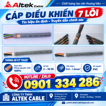 Cáp Điều Khiển 7×0.5mm², 7×0.75mm², 7×1.0mm², 7×1.5mm² ALTEK KABEL