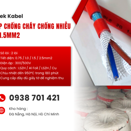 Cáp chống cháy chống nhiễu 2×1.5mm² Altek Kabel FR215GFT – Cáp chống cháy cho hệ thống báo cháy Cáp chống cháy chống nhiễu 2×1.5mm² Altek Kabel FR215GFT – Cáp chống cháy cho hệ thống báo cháy
