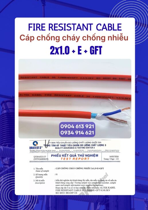 Dây tín hiệu báo cháy chống cháy chống nhiễu 2×1.0/2×1.5/2×2.5 Altek Kabel