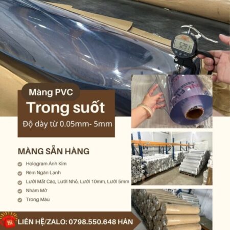 Màng pvc dẻo trong suốt- độ dày đa dạng 0.05mm đến 5mm- hàng sẵn số lượng lớn toàn quốc
