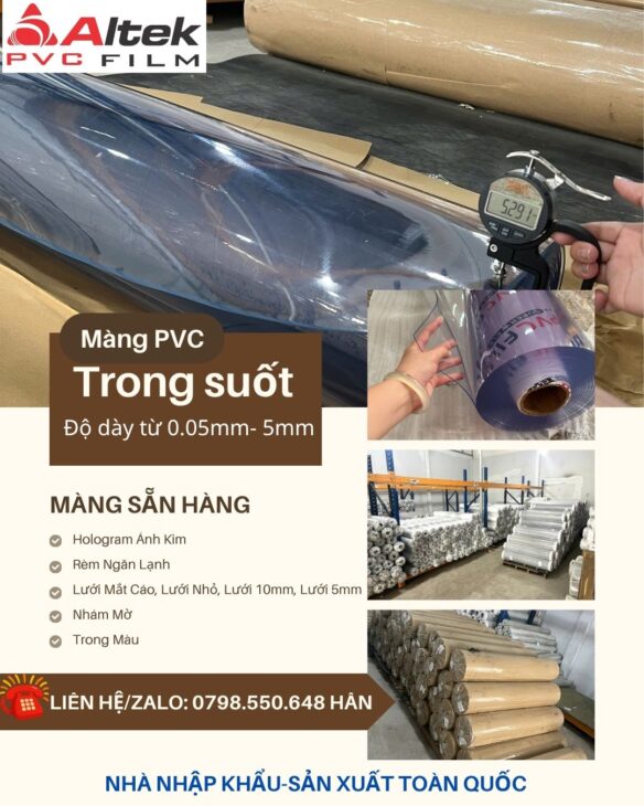 Màng pvc dẻo trong suốt- độ dày đa dạng 0.05mm đến 5mm- hàng sẵn số lượng lớn toàn quốc