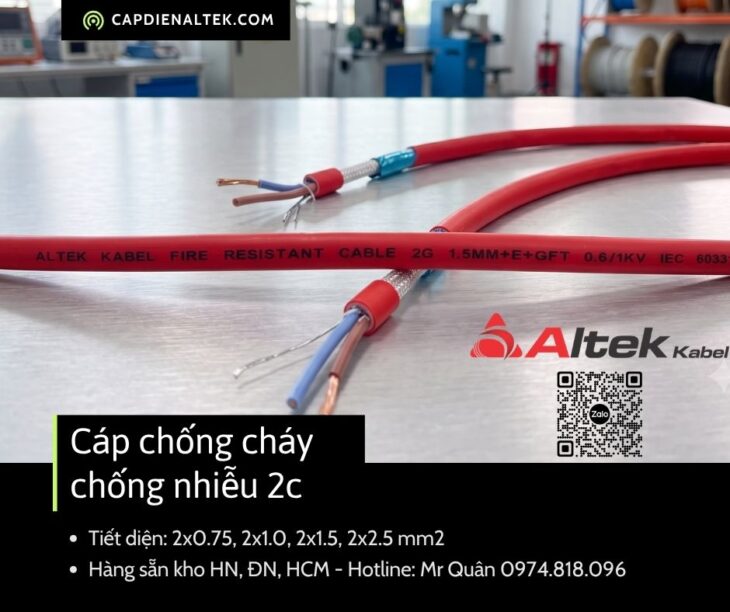 Cáp Chống Cháy Chống Nhiễu 2×1.0 Altek Kabel