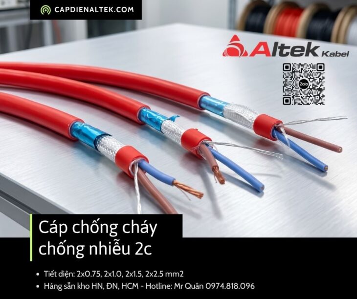 Cáp Chống Cháy Chống Nhiễu 2×1.0 Altek Kabel