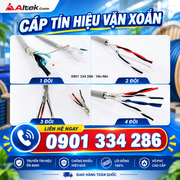 Cáp Tín Hiệu Vặn Xoắn 1 Lớp Chống Nhiễu 1 Pair 16 AWG, 2 Pair 16 AWG ALTEK KABEL
