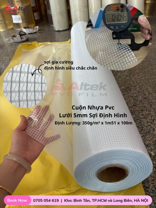 Lưới 5mm có sợi định hình – cuộn nhựa pvc giá tốt liên hệ Altek